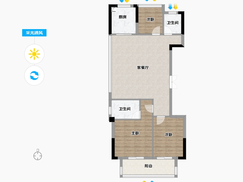 浙江省-金华市-​上坤蓝城云锦桃源-86.40-户型库-采光通风