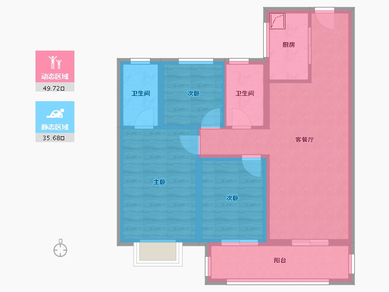 云南省-昆明市-卓越滇池晴翠-75.37-户型库-动静分区