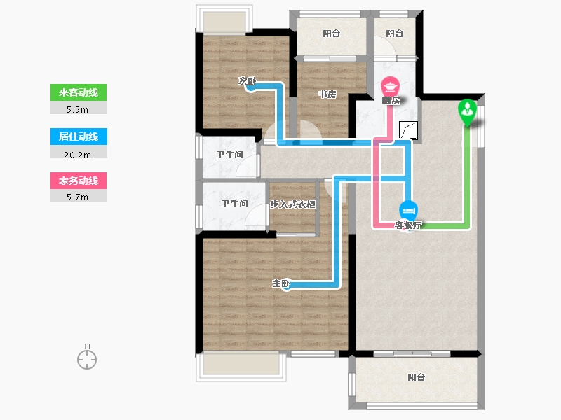 浙江省-杭州市-东湖尚府-128.00-户型库-动静线