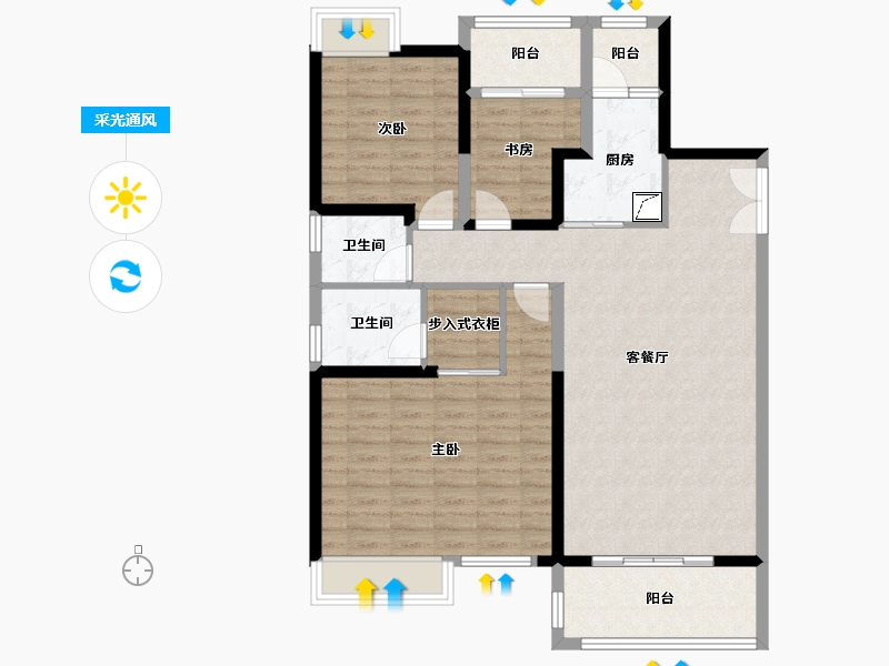 浙江省-杭州市-东湖尚府-128.00-户型库-采光通风