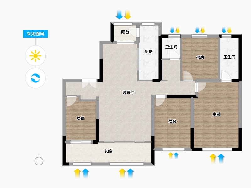 宁夏回族自治区-银川市-紫藤名著-100.00-户型库-采光通风