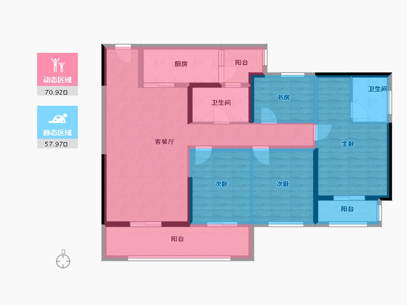 云南省-昆明市-俊发龙泉俊园-114.40-户型库-动静分区