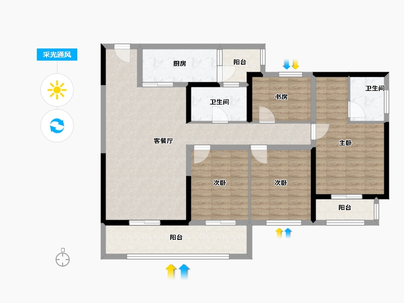 云南省-昆明市-俊发龙泉俊园-114.40-户型库-采光通风