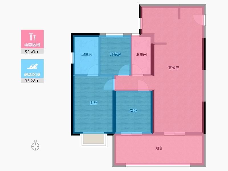 云南省-昆明市-俊发龙泉俊园-81.95-户型库-动静分区