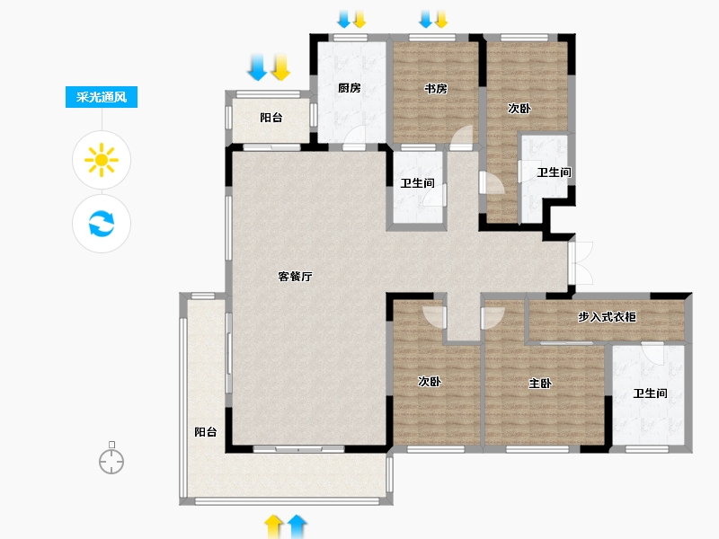 四川省-成都市-人居九林语望云阁-180.80-户型库-采光通风