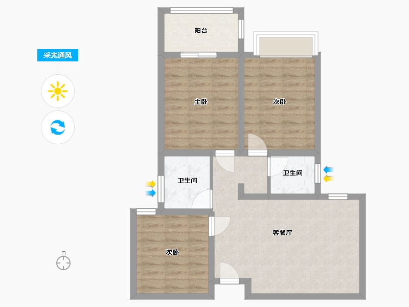 河南省-鹤壁市-银杏雅苑-82.00-户型库-采光通风