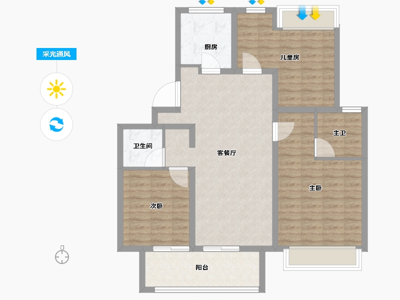 江苏省-徐州市-融创领地凤鸣桃源风雅颂-94.40-户型库-采光通风