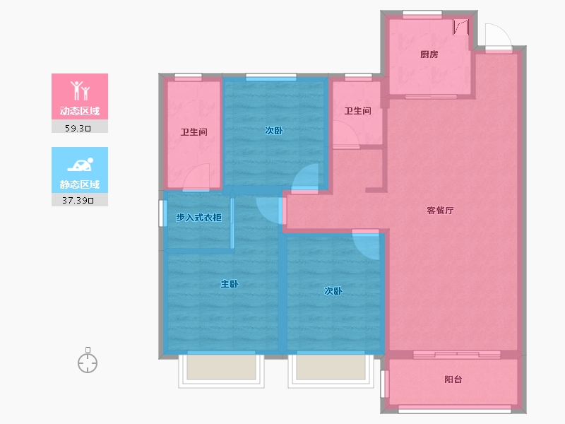 山西省-临汾市-米罗公馆-96.99-户型库-动静分区