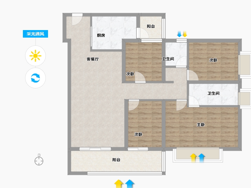 云南省-昆明市-万科公园城市-104.00-户型库-采光通风