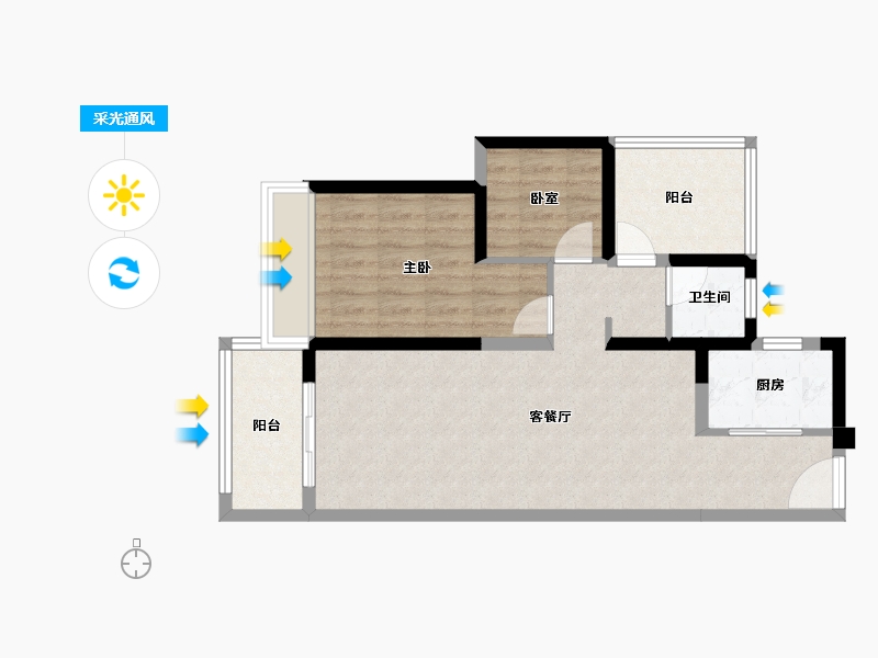 广东省-惠州市-碧桂园十里银滩维港湾-68.56-户型库-采光通风