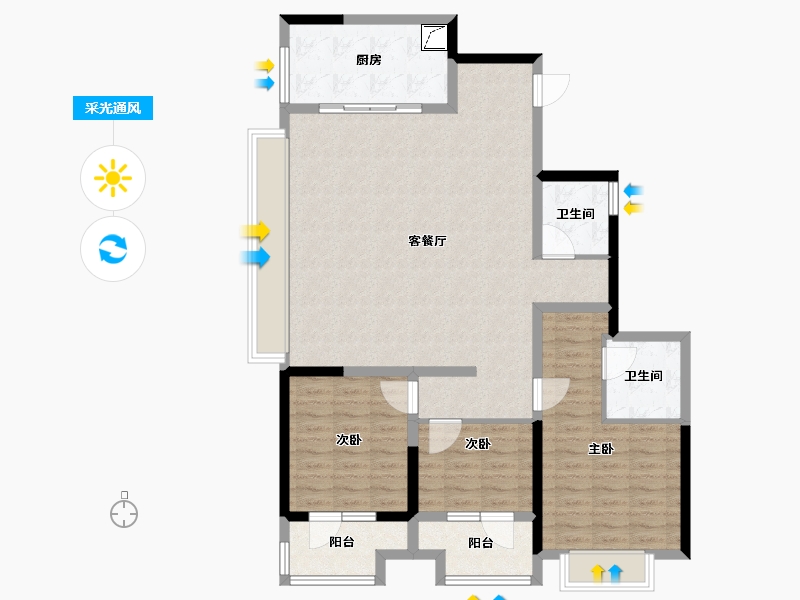 山东省-烟台市-新城明昱锦园-110.40-户型库-采光通风