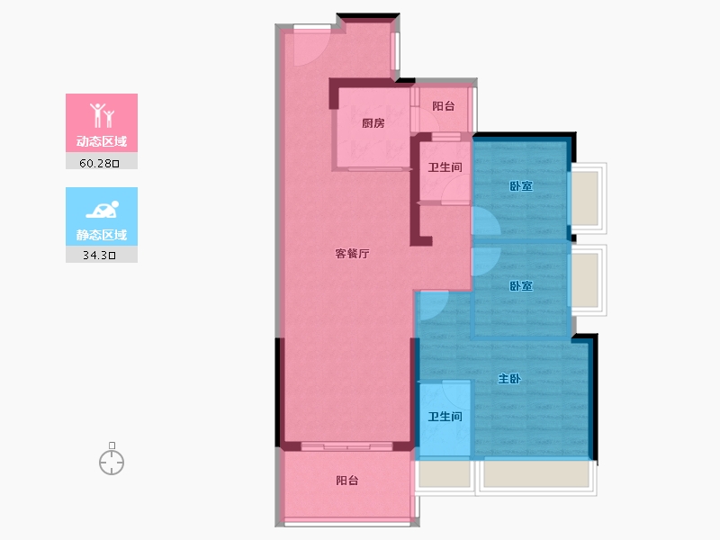 广东省-惠州市-​隆生西江花园-84.58-户型库-动静分区