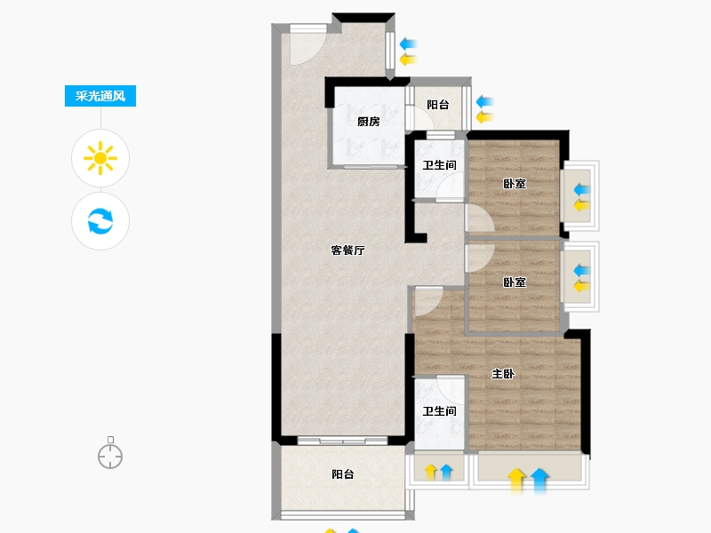 广东省-惠州市-​隆生西江花园-84.58-户型库-采光通风