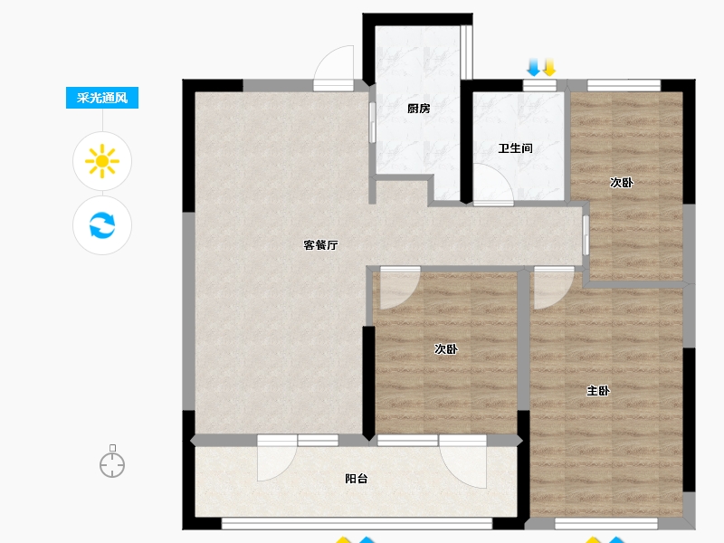 山东省-青岛市-慧通理想之城-84.00-户型库-采光通风