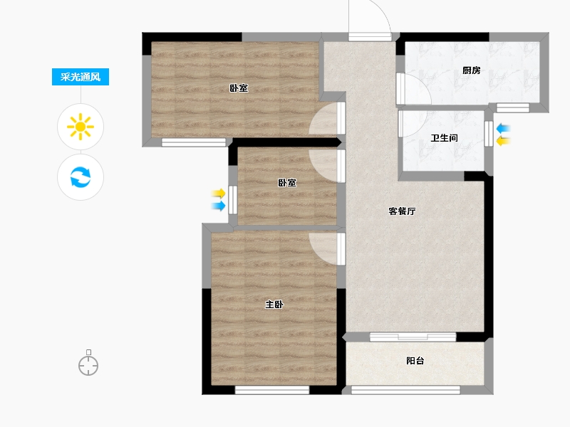 河南省-南阳市-建业贰号城邦-72.53-户型库-采光通风