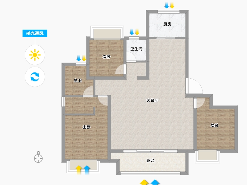 江苏省-徐州市-徐州吾悦广场-106.41-户型库-采光通风