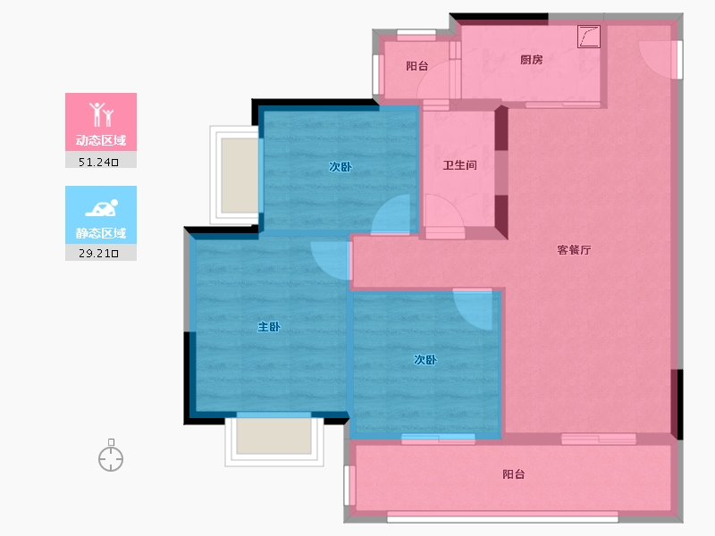 云南省-昆明市-海伦堡傾城小院-71.78-户型库-动静分区