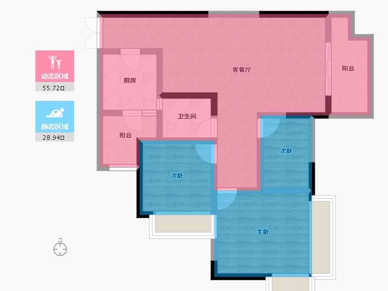 重庆-重庆市-融汇温泉城锦绣里-74.12-户型库-动静分区