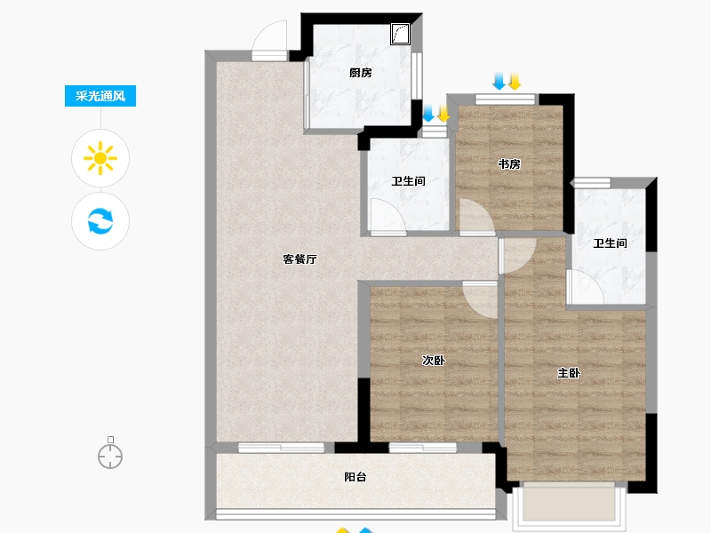 浙江省-金华市-滨江翠语华庭​-78.41-户型库-采光通风