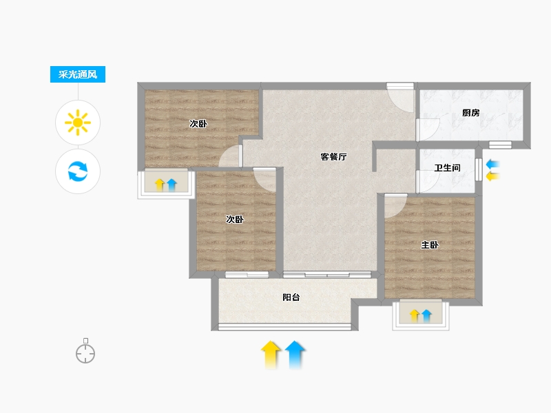 江苏省-徐州市-​汇景君悦府-76.01-户型库-采光通风