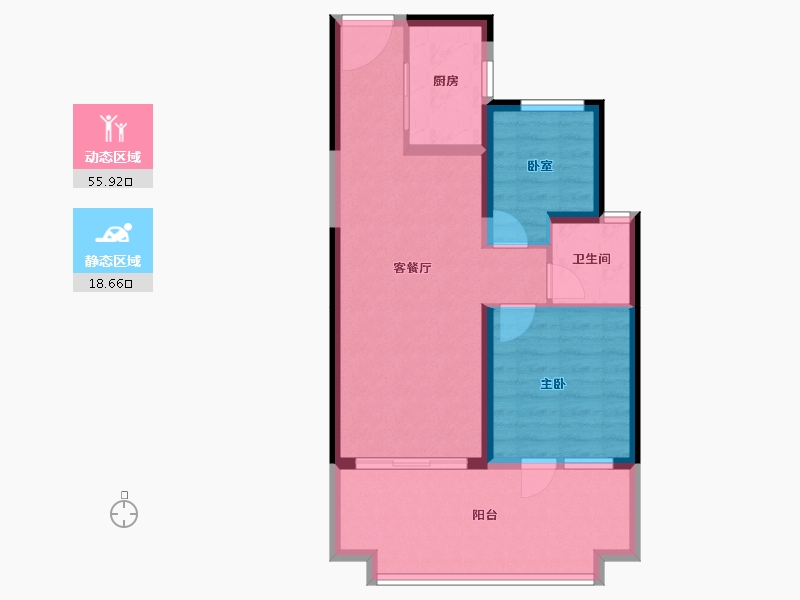 广东省-惠州市-碧桂园十里银滩维港湾-66.75-户型库-动静分区