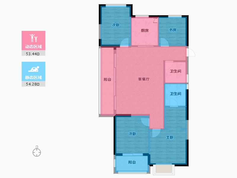 浙江省-金华市-碧桂园观澜-97.61-户型库-动静分区