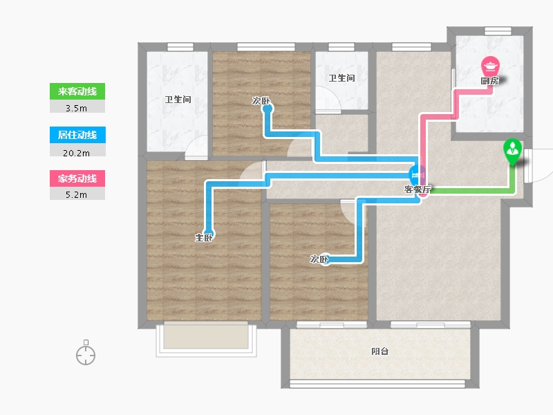 江苏省-徐州市-​汇景君悦府-94.65-户型库-动静线