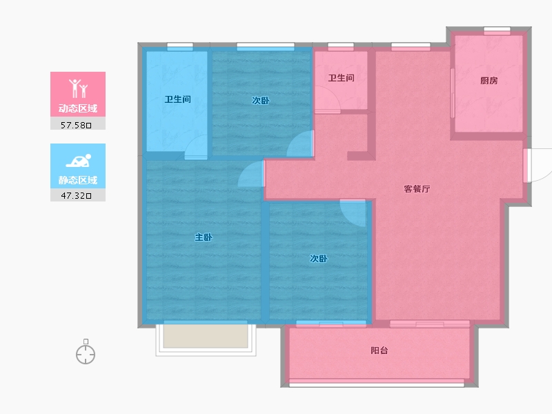 江苏省-徐州市-​汇景君悦府-94.65-户型库-动静分区