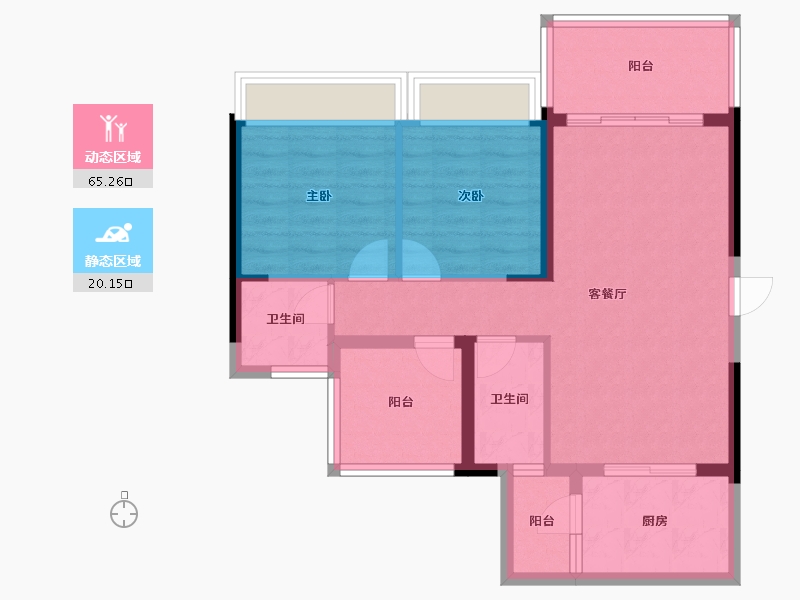 广东省-惠州市-万象湖花园-76.24-户型库-动静分区