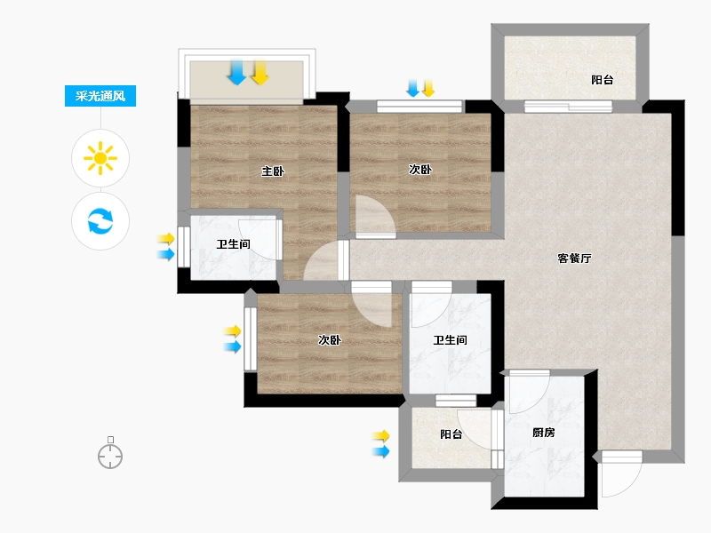 四川省-成都市-西郡英华(四期)-56.00-户型库-采光通风