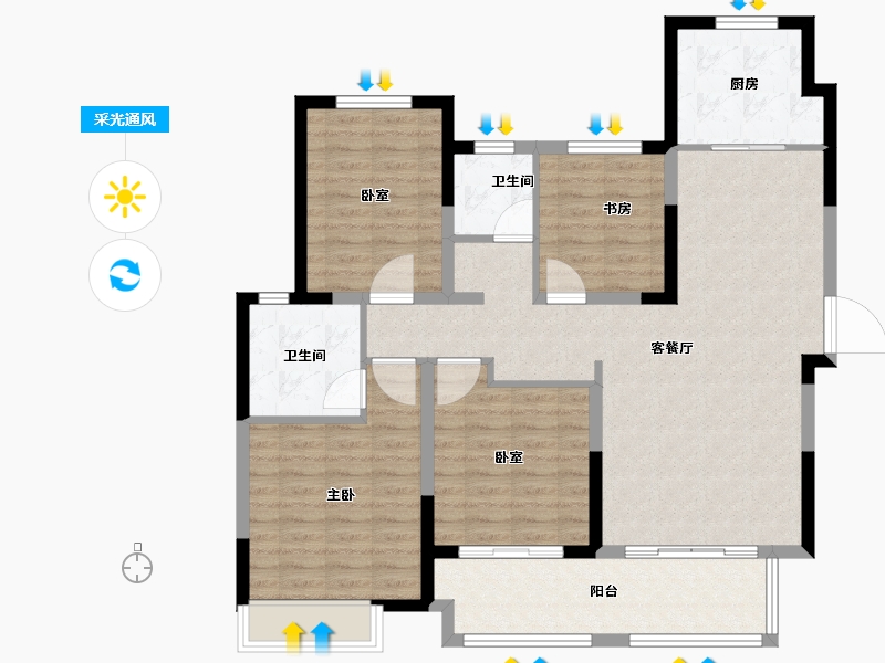 河南省-南阳市-建业贰号城邦-110.32-户型库-采光通风