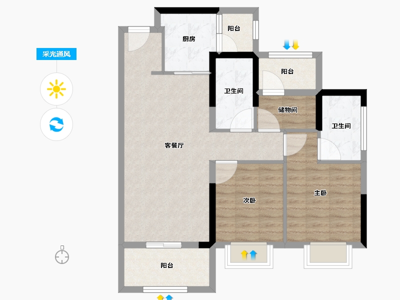 广东省-中山市-华发首府-79.34-户型库-采光通风