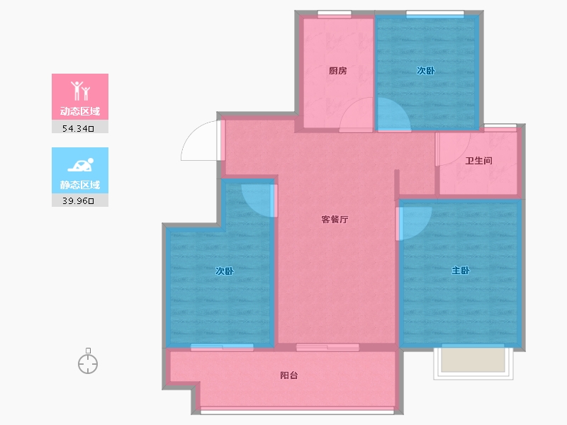 江苏省-徐州市-通银旭辉和平云璟-84.69-户型库-动静分区