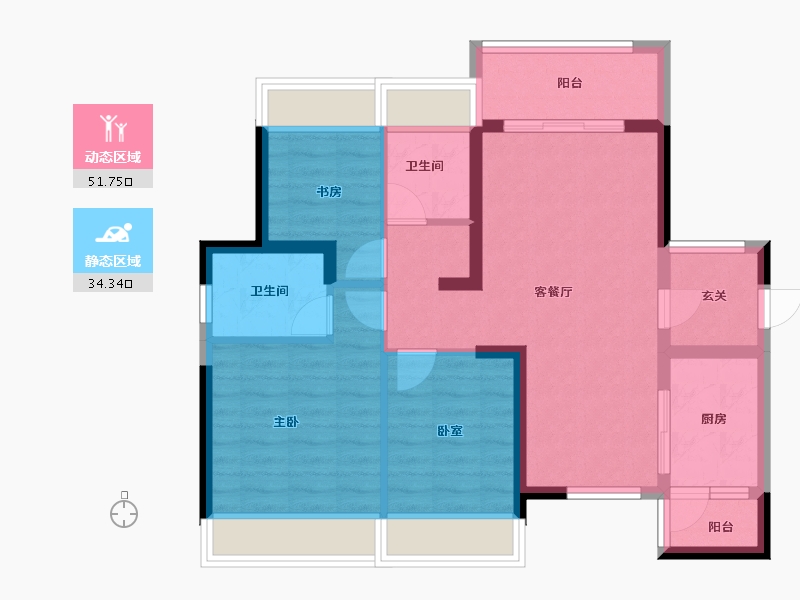 广东省-惠州市-惠阳振业城-76.05-户型库-动静分区