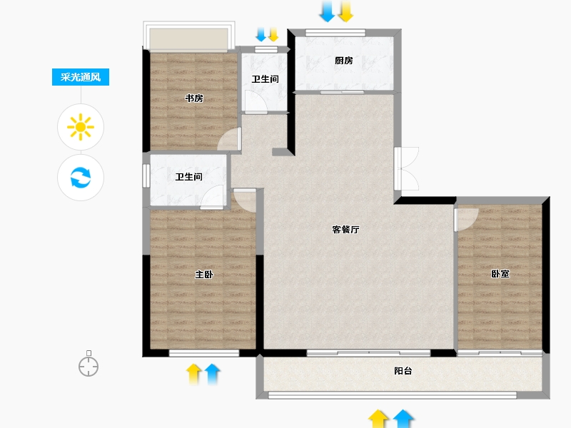 浙江省-绍兴市-禹洲印樾府-122.31-户型库-采光通风