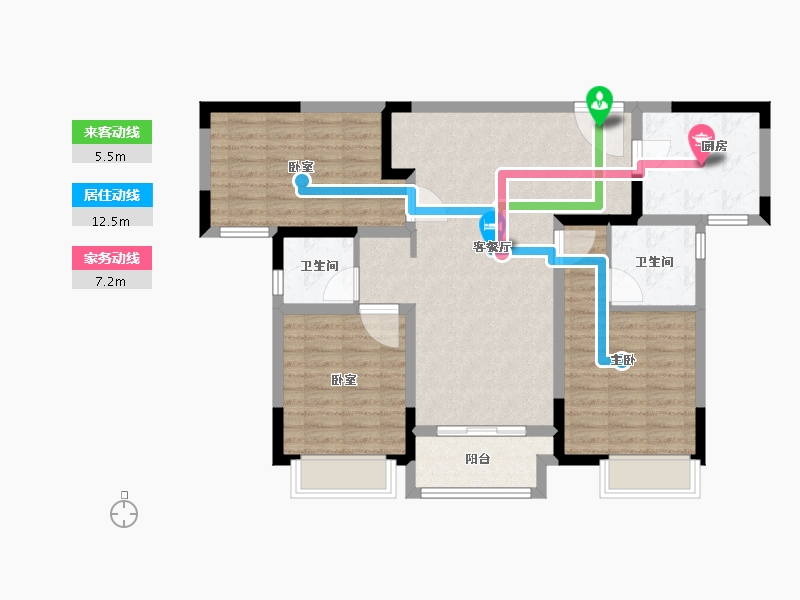 河南省-南阳市-建业贰号城邦-95.15-户型库-动静线