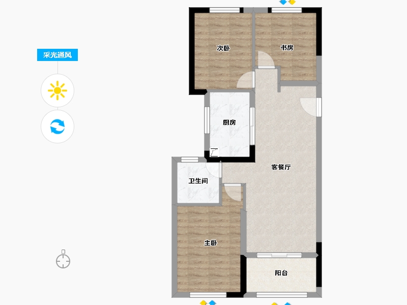 湖北省-武汉市-华发中城中央荟-72.00-户型库-采光通风