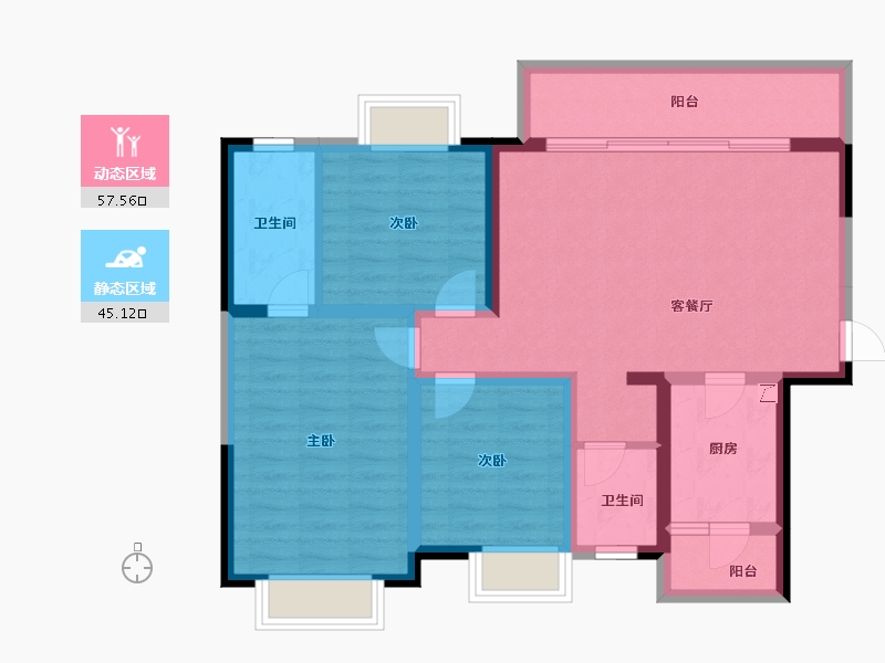 四川省-成都市-城投锦溪城-91.29-户型库-动静分区