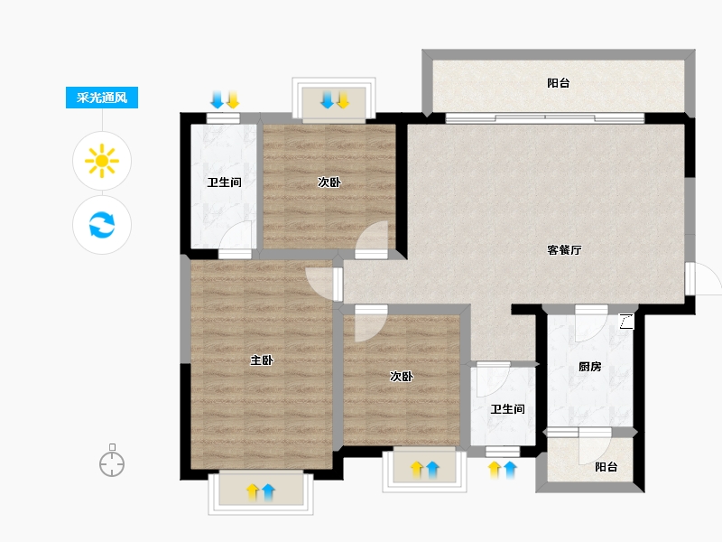 四川省-成都市-城投锦溪城-91.29-户型库-采光通风