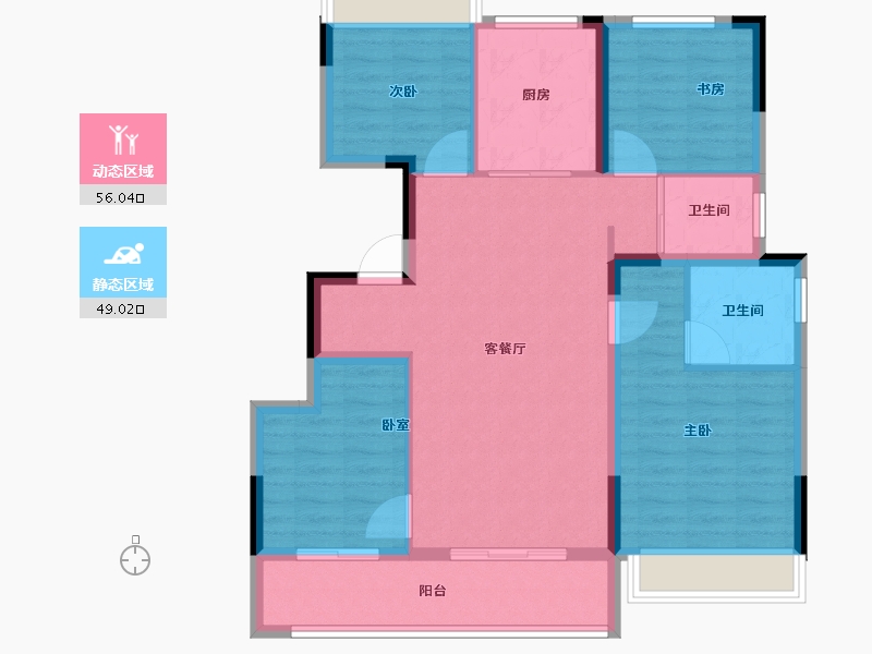 浙江省-绍兴市-阳光城勤业锦上-94.40-户型库-动静分区