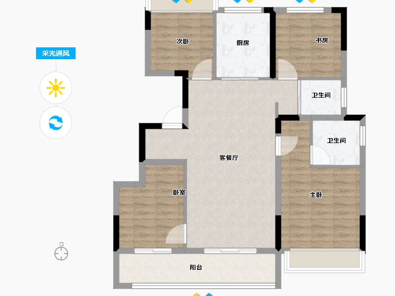 浙江省-绍兴市-阳光城勤业锦上-94.40-户型库-采光通风