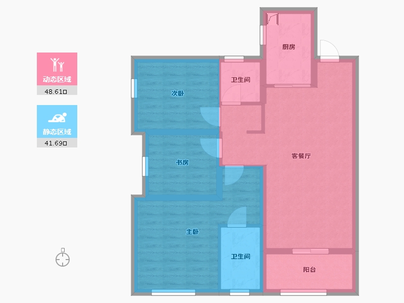 云南省-昆明市-俊发玉龙湾-79.90-户型库-动静分区