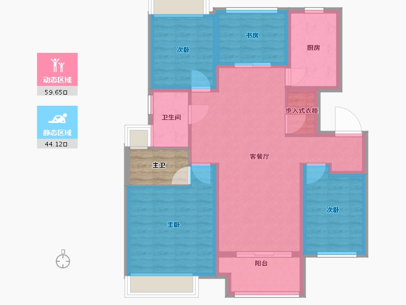 江苏省-徐州市-绿地翡翠蓝湾-96.75-户型库-动静分区