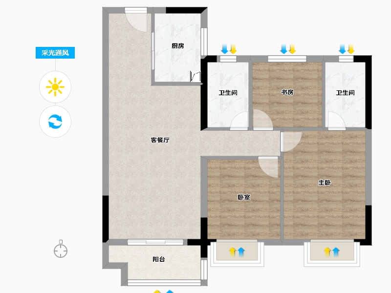 湖北省-武汉市-宝业航天府-80.00-户型库-采光通风