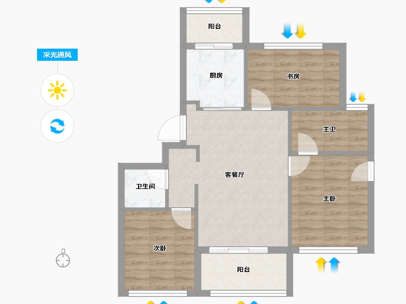 江苏省-徐州市-融创领地凤鸣桃源风雅颂-71.74-户型库-采光通风