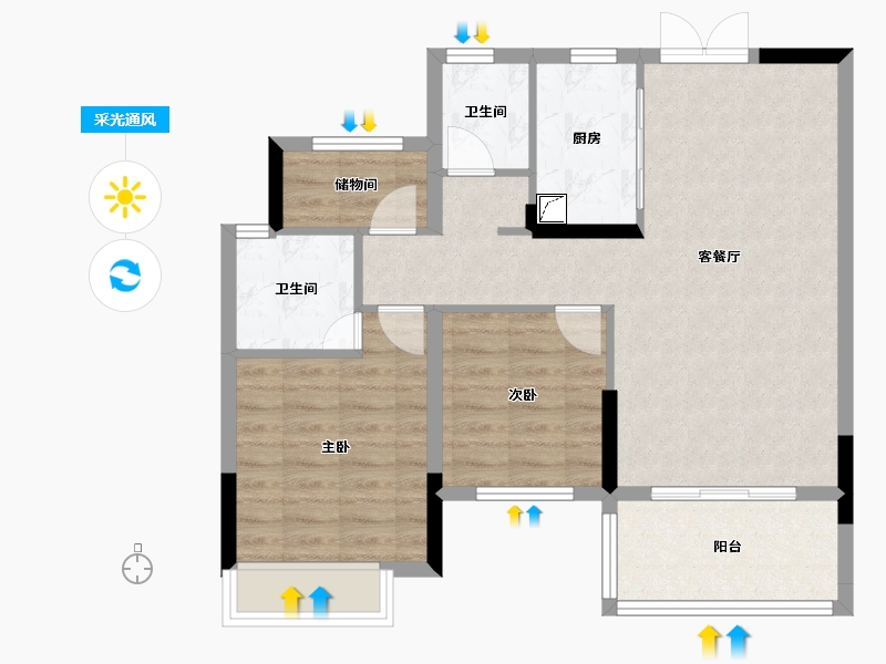 湖南省-怀化市-佳惠怀熙府-81.00-户型库-采光通风