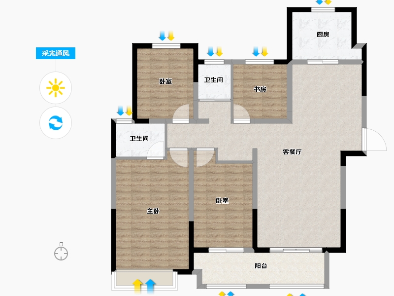 河南省-南阳市-建业贰号城邦-131.59-户型库-采光通风