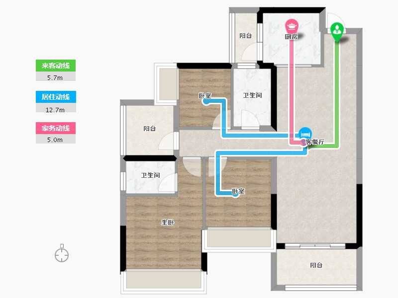 广东省-惠州市-裕泰名门花园-85.50-户型库-动静线