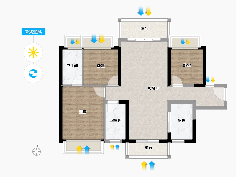 广东省-惠州市-碧桂园十里银滩维港湾-80.81-户型库-采光通风