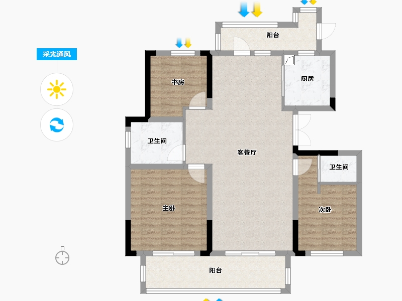 安徽省-淮北市-淮北市绿金花园-100.00-户型库-采光通风